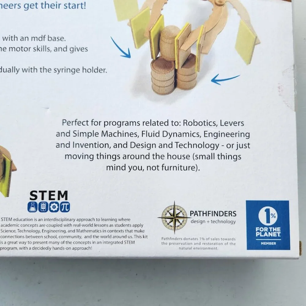 NEW PATHFINDERS STEM Kit Hydraulic Robotic Arm |Wooden Building STEM Kit Toy Mec